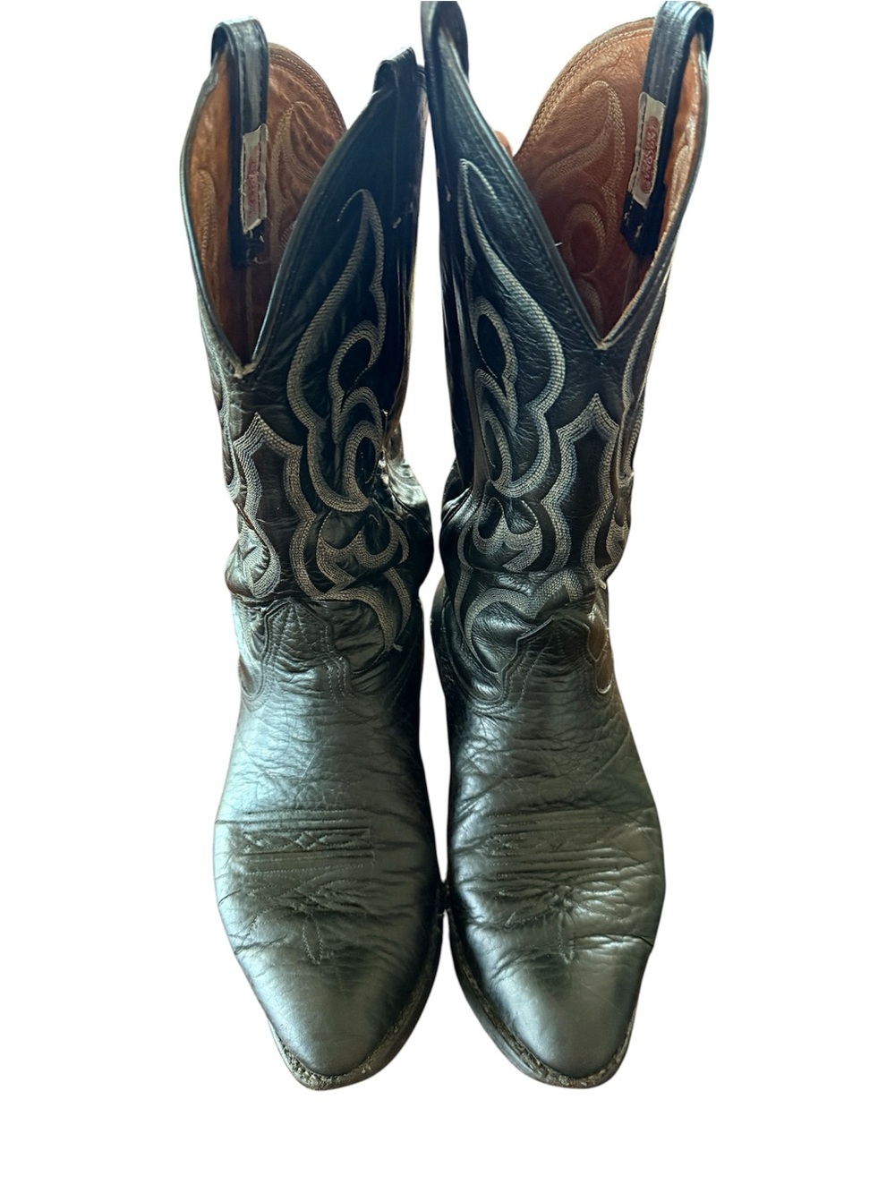 Vintage Nocona Black Leather Cowboy Boots Made in USA